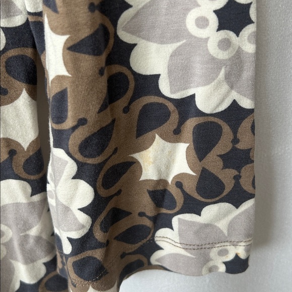 Boden Pretty Boho Tan/Navy Floral 3/4 Sleeve Patterned Midi Dress **Size 10** 🌸🌸 - Picture 6 of 7